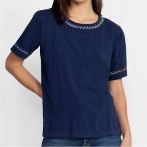 Johnny Was Navy Blue Crochet Women's Tee Size L